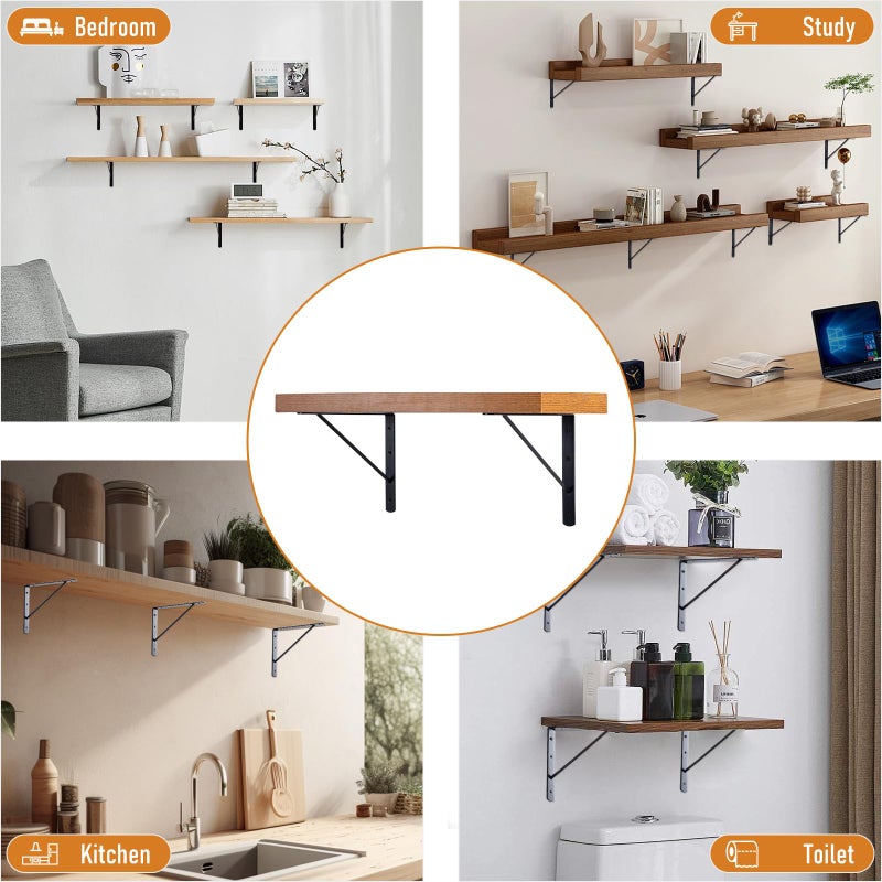 HOME MASTER HARDWARE 10 x 8 in Shelf Brackets, 90 Degree Triangle Wall Mount Angle L Bracket for Floating Shelves, Metal Support w/ Screws, 10 Pack Black - Image 5